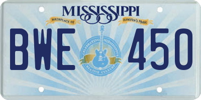 MS license plate BWE450