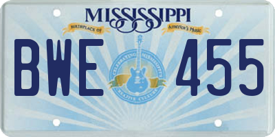 MS license plate BWE455