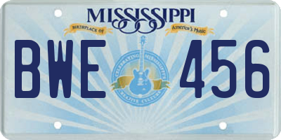 MS license plate BWE456