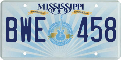 MS license plate BWE458