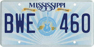 MS license plate BWE460