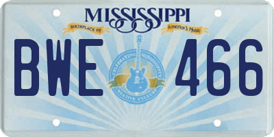 MS license plate BWE466