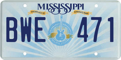 MS license plate BWE471