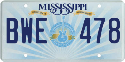 MS license plate BWE478