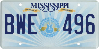 MS license plate BWE496