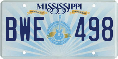 MS license plate BWE498