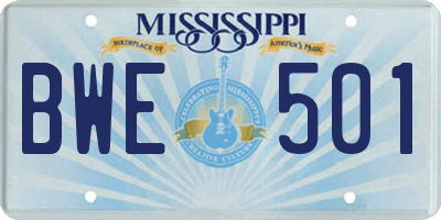 MS license plate BWE501