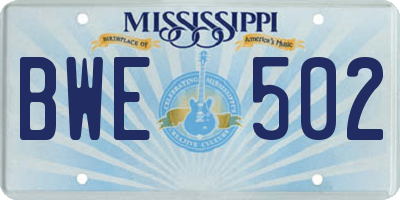 MS license plate BWE502