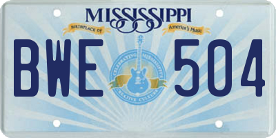 MS license plate BWE504