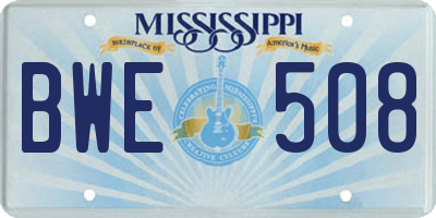 MS license plate BWE508