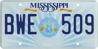 MS license plate BWE509