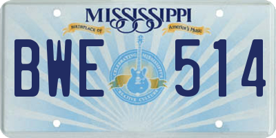 MS license plate BWE514