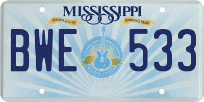 MS license plate BWE533