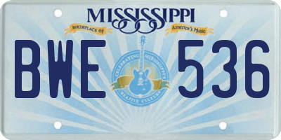 MS license plate BWE536