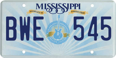MS license plate BWE545
