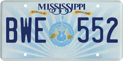 MS license plate BWE552