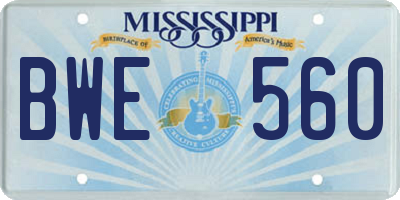 MS license plate BWE560