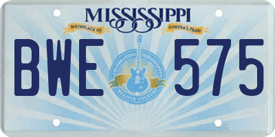 MS license plate BWE575