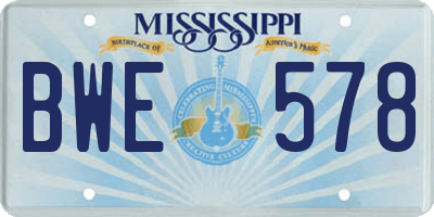 MS license plate BWE578