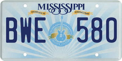 MS license plate BWE580