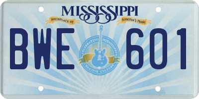 MS license plate BWE601