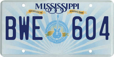 MS license plate BWE604