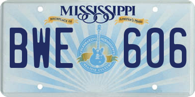 MS license plate BWE606