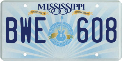 MS license plate BWE608