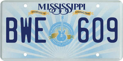 MS license plate BWE609