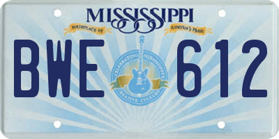 MS license plate BWE612