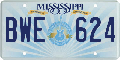MS license plate BWE624
