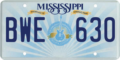 MS license plate BWE630