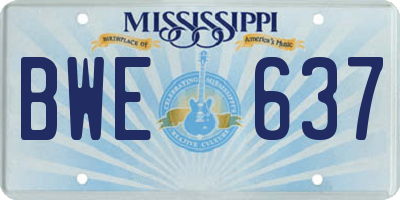 MS license plate BWE637