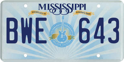 MS license plate BWE643