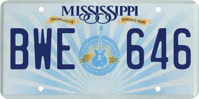 MS license plate BWE646