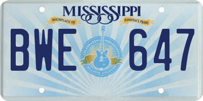 MS license plate BWE647