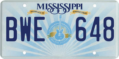 MS license plate BWE648