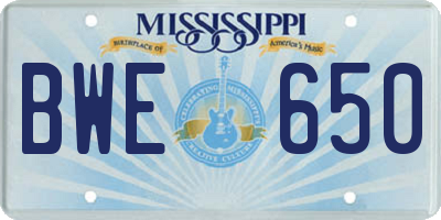 MS license plate BWE650