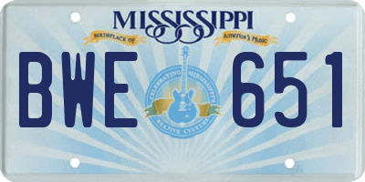 MS license plate BWE651