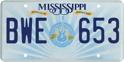 MS license plate BWE653