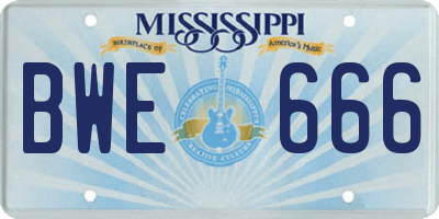 MS license plate BWE666