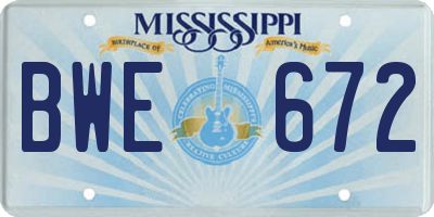 MS license plate BWE672