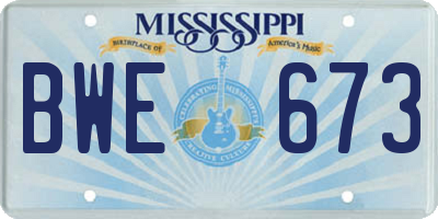 MS license plate BWE673