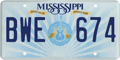 MS license plate BWE674