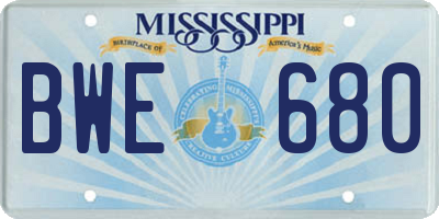 MS license plate BWE680