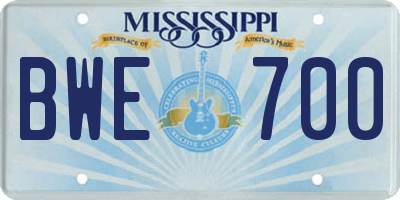 MS license plate BWE700