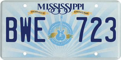 MS license plate BWE723