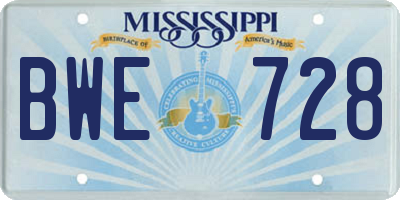 MS license plate BWE728