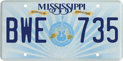 MS license plate BWE735