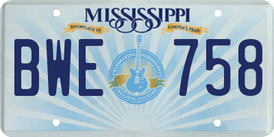MS license plate BWE758